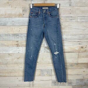 Levi Strauss Wedgie Skinny Slim Jeans Blue Rip 24